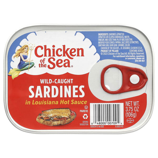 Chicken of the Sea, Wild-Caught Sardines in Louisiana Hot Sauce, 3.75 oz (106 g)
