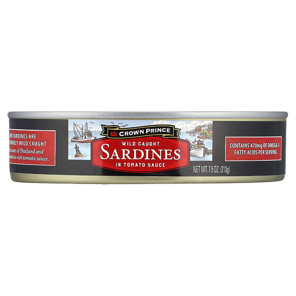 Crown Prince Natural, Wild Caught Sardines, In Tomato Sauce, 7.5 oz (213 g)