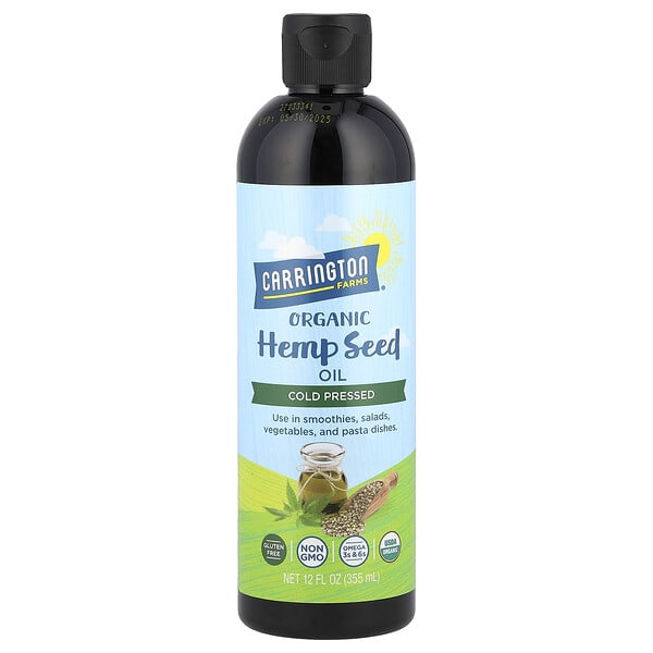 Carrington Farms, Organic Hemp Seed Oil, хүйтэн шахсан, 12 fl oz (355 ml) (Discontinued Item)
