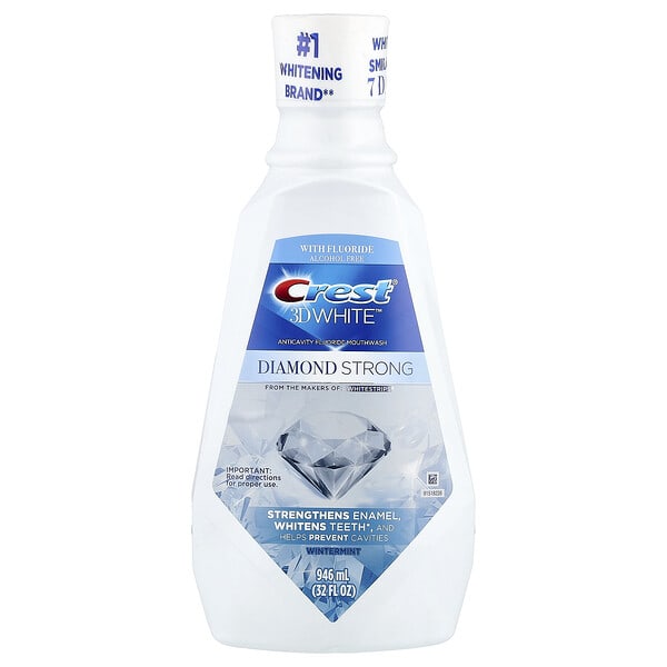 Crest, 3D White™, Diamond Strong, Anticavity Fluoride Mouthwash, спиртгүй, Wintermint, 32 fl oz (946 ml)