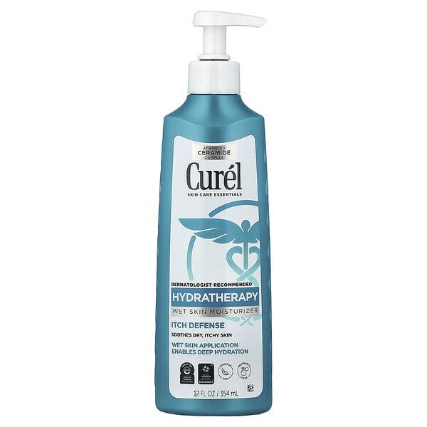 Curel, Hydratherapy, Wet Skin Moisturizer, Itch Defense, Fragrance Free, 12 fl oz (354 ml)