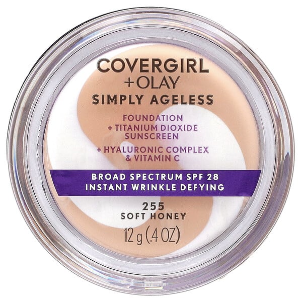 Covergirl, Olay Simply Ageless, Foundation, SPF 28, 255 Soft Honey, 0.4 oz (12 g) (Discontinued Item)