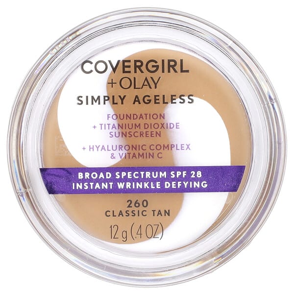 Covergirl, Olay Simply Ageless, Foundation, SPF 28, 260 Classic Tan, 0.4 oz (12 g) (Discontinued Item)