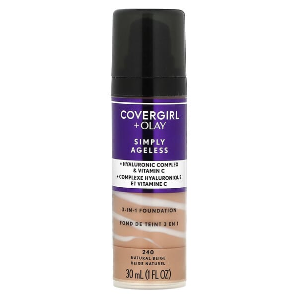 Covergirl, Olay Simply Ageless, 3-in-1 Foundation, 240 Natural Beige, 1 fl oz (30 ml) (Discontinued Item)