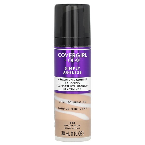 Covergirl, Olay Simply Ageless, 3-in-1 Foundation, 242 Medium Beige, 1 fl oz (30 ml) (Discontinued Item)