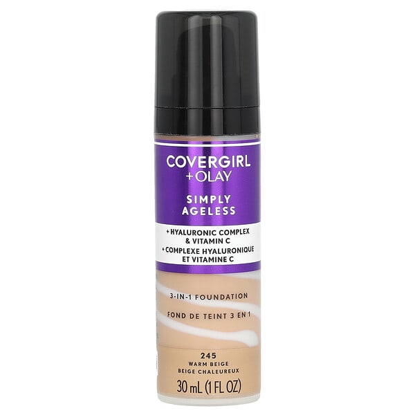 Covergirl, Olay Simply Ageless, 3-in-1 Foundation, 245 Warm Beige, 1 fl oz (30 ml) (Discontinued Item)