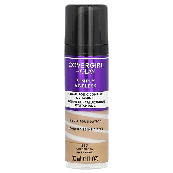 Covergirl, Olay Simply Ageless, 3-in-1 Foundation, 257 Golden Tan, 1 fl oz (30 ml) (Discontinued Item)