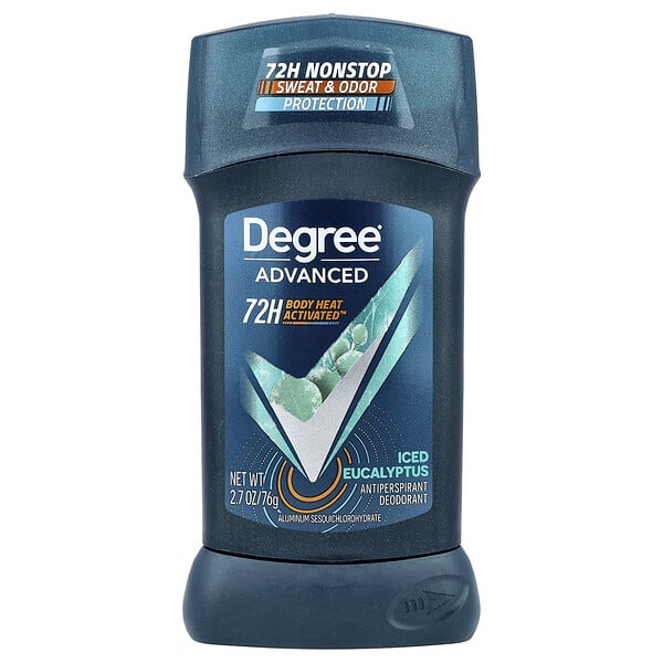 Degree, сайжруулсан, 72H Body Heat Activated™, Antiperspirant Deodorant, Iced Eucalyptus, 2.7 oz (76 g)