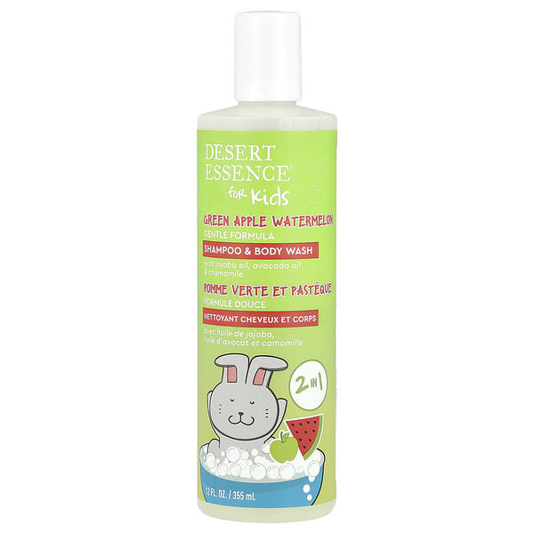 Desert Essence, Хүүхдийн, Shampoo & Body Wash, Green Apple Watermelon, 12 fl oz (355 ml)