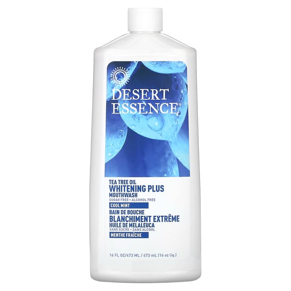 Desert Essence, Tea Tree Oil, Whitening Plus Mouthwash, Cool Mint, 16 fl oz (473 ml)
