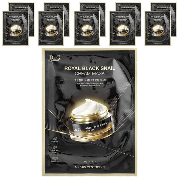Dr. G, Royal Black Snail Cream Beauty Mask, 10 Masks, 0.56 oz (16 g) Each (Discontinued Item)