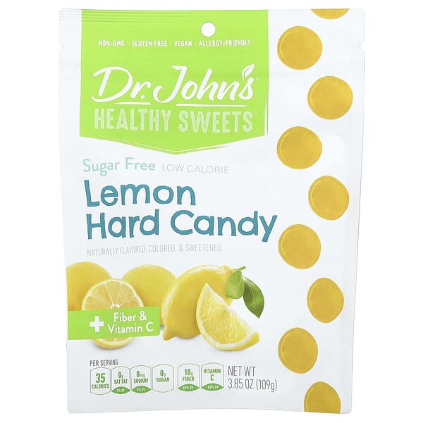 Dr. John's Healthy Sweets, Lemon Hard Candy, + Эслэг & Витамин C, элсэн чихэргүй, 3.85 oz (109 g)