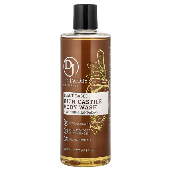 Dr. Jacobs Naturals, Plant-Based Rich Castile Body Wash, Soothing Sandalwood, 16 oz (473 ml)