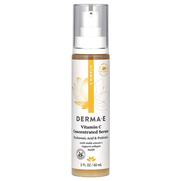 DERMA E, Vitamin C Concentrated Serum, Гиалуроны хүчил Пробиотик, 2 fl oz (60 ml)