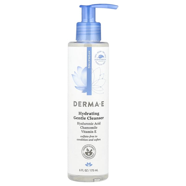 DERMA E, Hydrating Gentle Cleanser, Гиалуроны хүчил, 6 fl oz (175 ml)