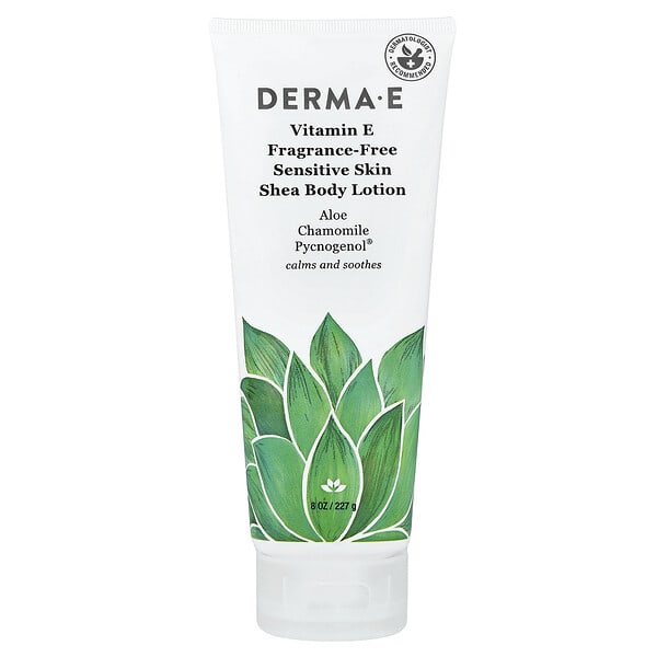 DERMA E, Vitamin E Shea Body Lotion, Sensitive Skin, Fragrance-Free, 8 fl oz (227 ml)
