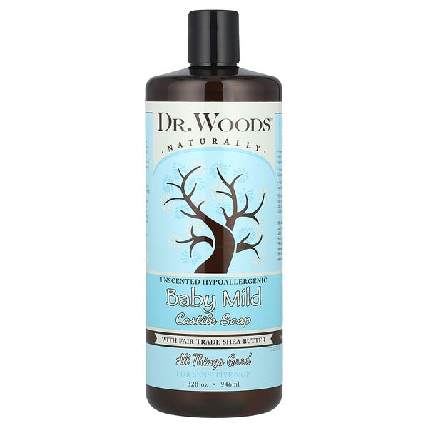 Dr. Woods, Baby Mild, Castile Soap with Fair Trade Shea Butter, Sensitive Skin, үнэргүй, 32 fl oz (946 ml)