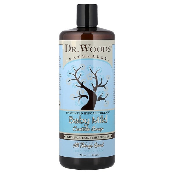Dr. Woods, Baby Mild Castile Soap with Fair Trade Shea Butter, For Sensitive Skin, үнэргүй, 32 fl oz (946 ml)