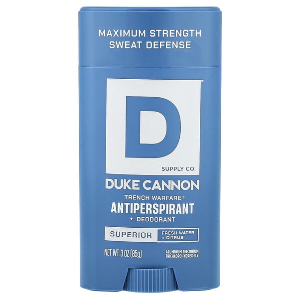 Duke Cannon Supply Co., Trench Warfare® Antiperspirant + Deodorant, Superior, Fresh Water + Citrus, 3 oz (85 g)