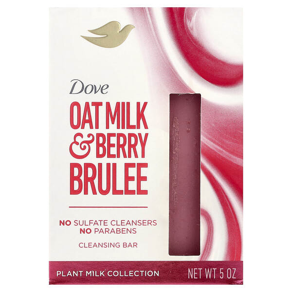 Dove, Plant Milk Cleansing Bar Soap, Oat Milk & Berry Brulee, 5 унц