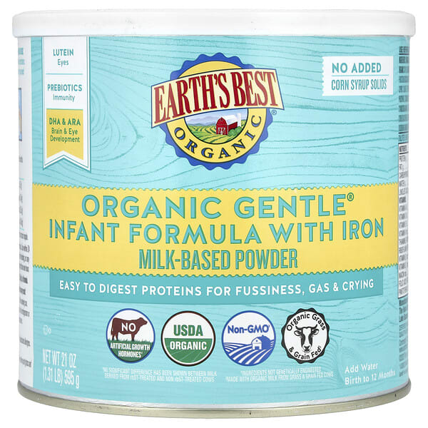 Earth's Best, Organic Gentle Infant Formula with Iron, Birth to 12 Months, 21 oz (595 g)