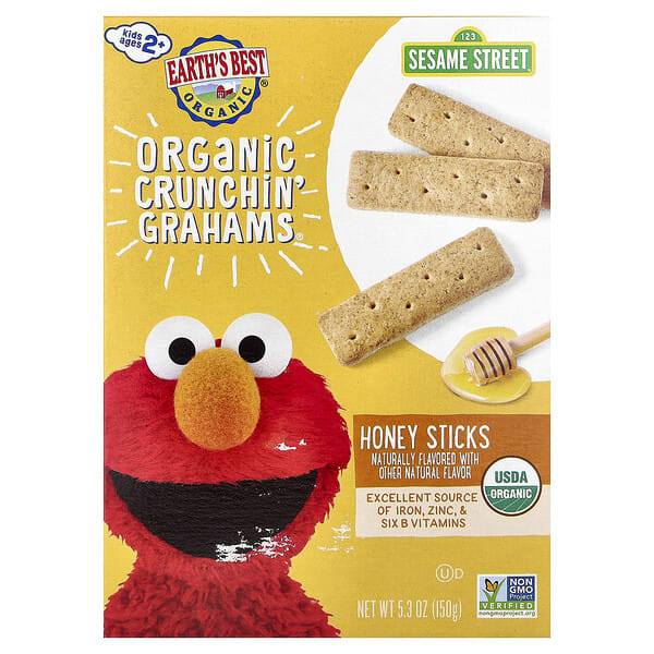 Earth's Best, Organic Crunchin' Grahams®, 2+ Years, Honey Sticks, 5.3 oz (150 g)
