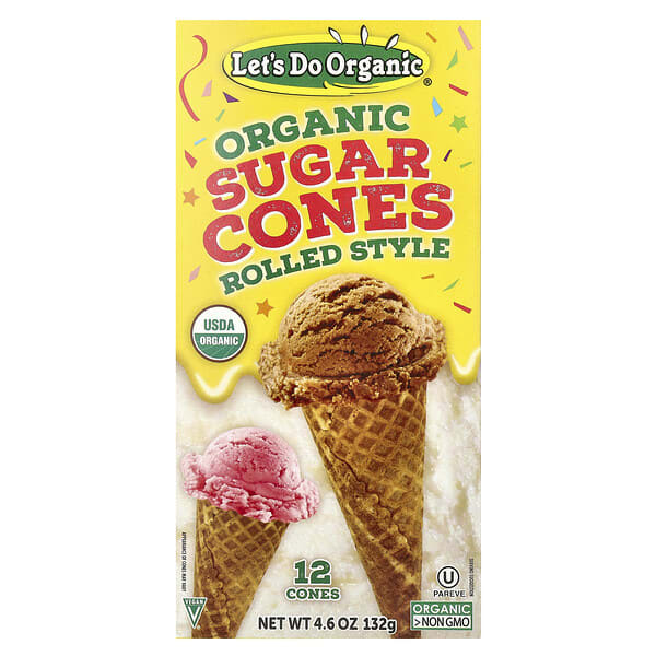 Let's Do Organic, Let's Do Organic®, Organic Sugar Cones, Rolled Style, 12 Cones, 4.6 oz (132 g)