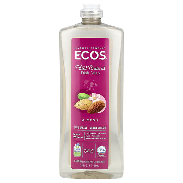 Earth Friendly Products, Ecos®, Plant Powered Dish Soap, Almond, 25 fl oz (739 ml)