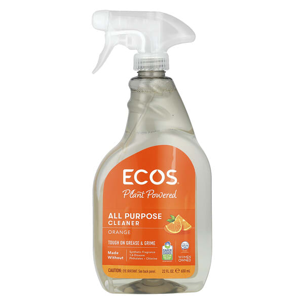 Earth Friendly Products, Ecos®, Plant Powered All-Purpose Cleaner, Orange, 22 fl oz (650 ml)