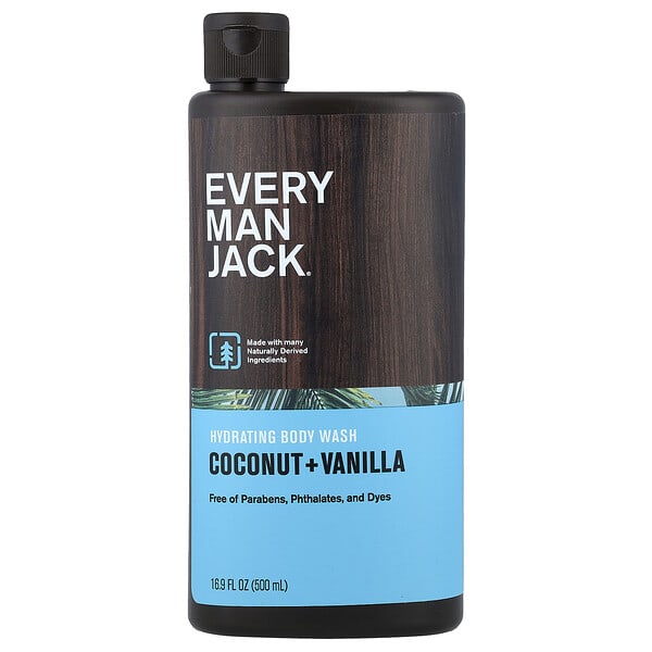 Every Man Jack, Hydrating Body Wash, Coconut + Vanilla, 16.9 fl oz (500 ml)