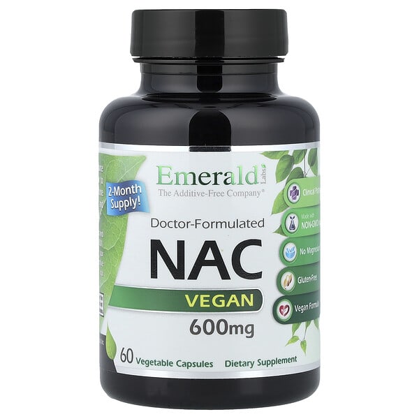 Emerald Laboratories, NAC, 600 мг, 60 Vegetable Caps