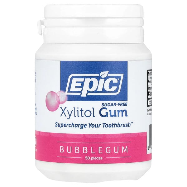 Epic Dental, Xylitol Gum, Sugar-Free, Bubblegum, 50 ширхэг
