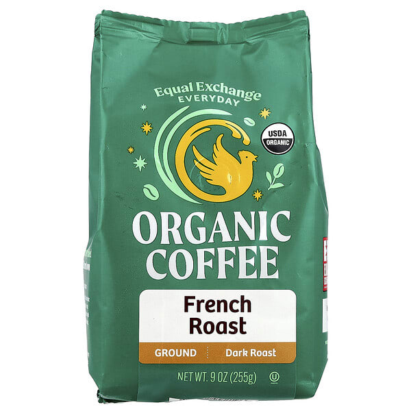 Equal Exchange, Organic Coffee, French Roast, Ground, Dark Roast, 9 oz (255 g)