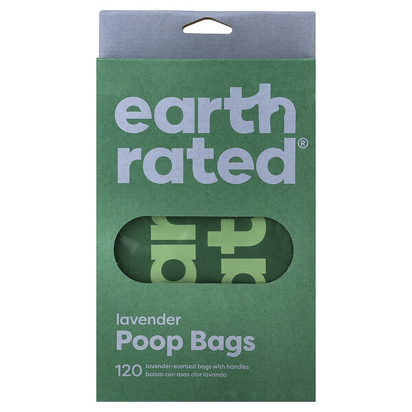 Earth Rated, Dog Poop Bags With Handles, Lavender, 120 Handle Bags