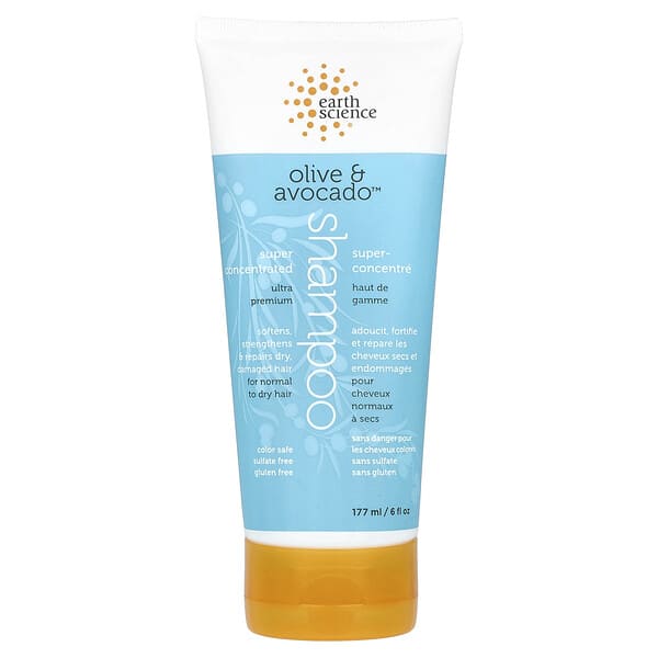 Earth Science, Super Concentrated Shampoo, Olive & Avocado™, For Normal to Dry Hair, 6 fl oz (177 ml)