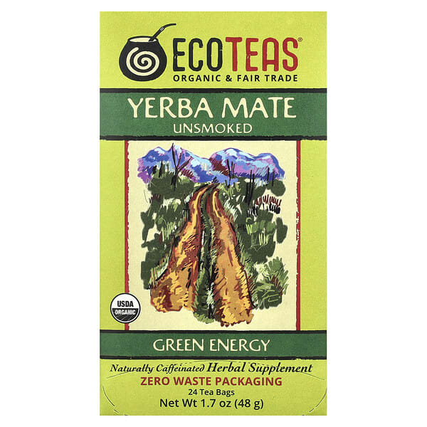 EcoTeas, Yerba Mate, Green Energy, Unsmoked, 24 Tea Bags, 1.7 oz (48 g)