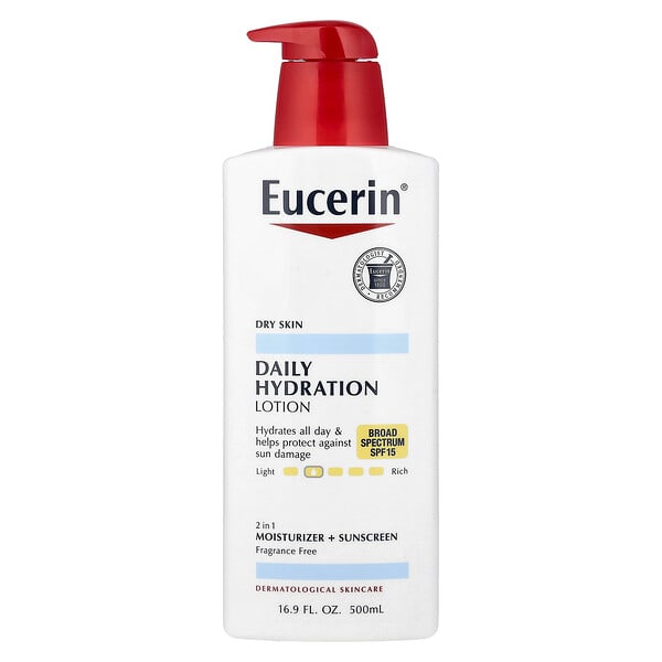 Eucerin, Daily Hydration Lotion, SPF 15, Fragrance Free, 16.9 fl oz (500 ml)