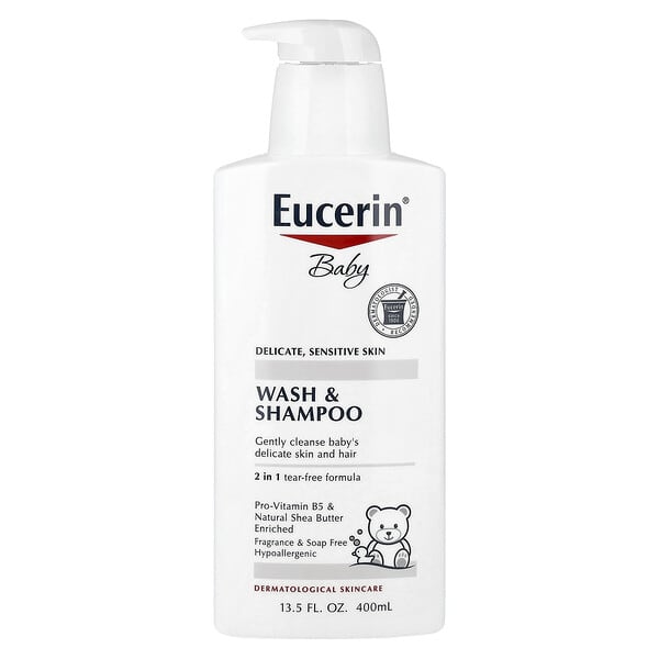Eucerin, Нярайн, Wash & Shampoo, Fragrance Free, 13.5 fl oz (400 ml)