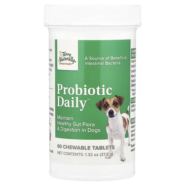 Terry Naturally, Пробиотик Өдөр тутмын™, For Dogs, 60 зажилдаг шахмал, 1.32 oz (37.5 g)