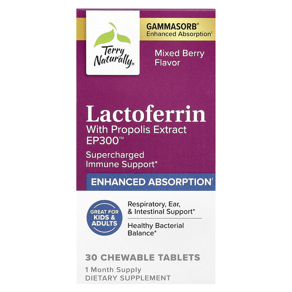 Terry Naturally, Lactoferrin With Propolis Extract, Mixed жимс, 30 зажилдаг шахмал