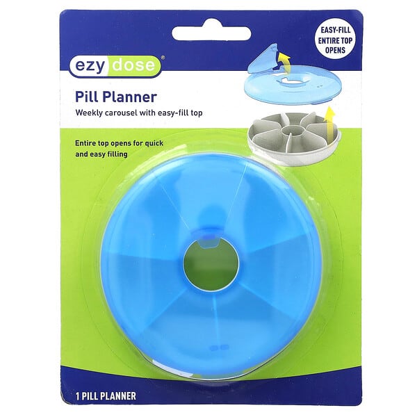 Ezy Dose, Pill Planner, Weekly Carousel With Easy-Fill Top, 1 Count (Discontinued Item)
