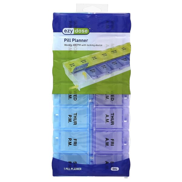 Ezy Dose, Weekly AM/PM with Locking Device Pill Planner, 2 XL, 1 Count (Discontinued Item)