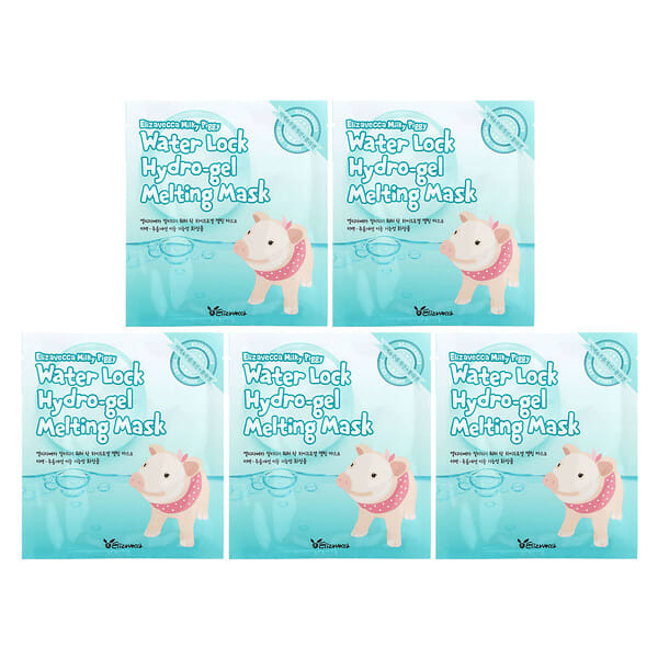 Elizavecca, Milky Piggy, Water Lock Hydro-Gel Melting Beauty Mask, 5 Sheet Masks, 1.06 oz (30 g) Each (Discontinued Item)