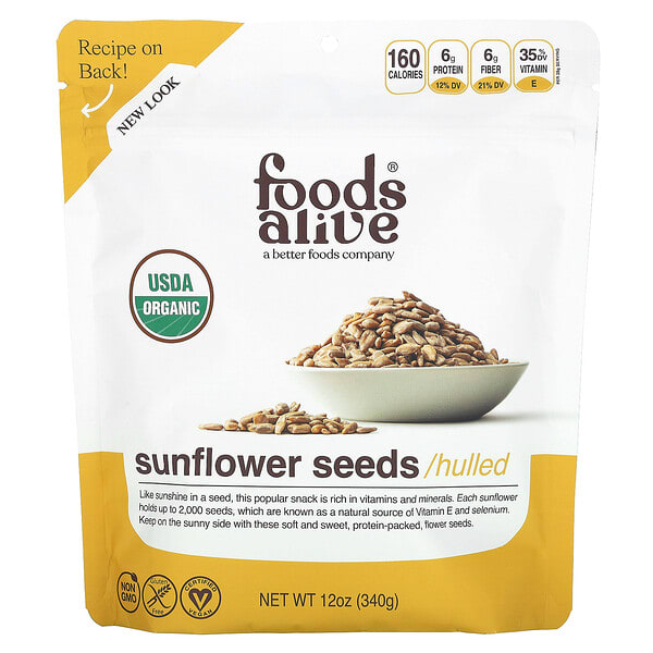 Foods Alive, органик Sunflower үр, Hulled, 12 oz (340 g)