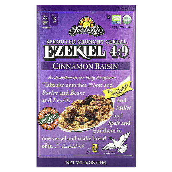 Food For Life, Ezekiel 4:9® Sprouted Crunchy Cereal, Cinnamon Raisin, 16 oz (454 g)