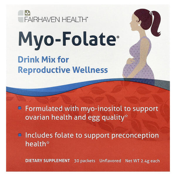 Fairhaven Health, Myo-Folate®, Drink Mix for Reproductive Wellness, амтгүй, 30 Packets, 2.4 g Each