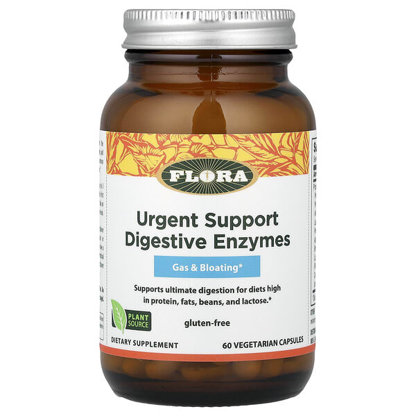 Flora, Urgent Support Digestive Enzymes, 60 ширхэг капсул