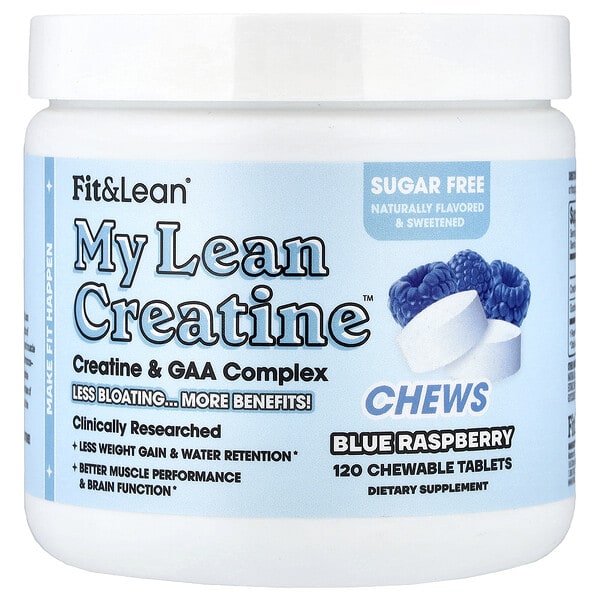 Fit & Lean, My Lean Creatine™ Chews, Blue бөөрөлзгөнө, 120 зажилдаг шахмал