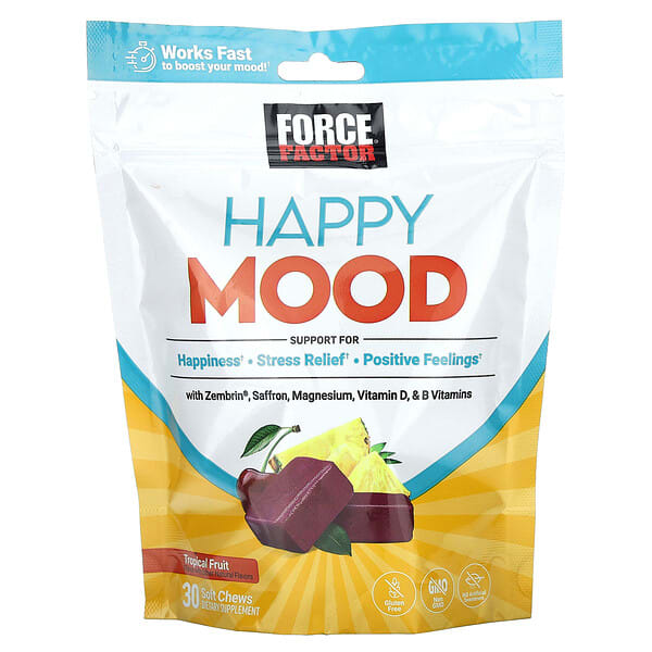 Force Factor, Happy Mood, Tropical жимс, 30 Soft Chews
