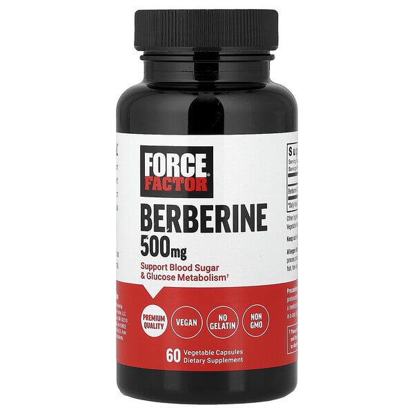 Force Factor, берберин , 500 мг , 60 ширхэг капсул